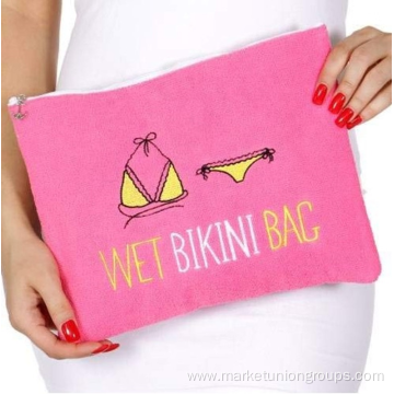 Customized Wet Bikini woman swimwear storage bag with waterproof lining